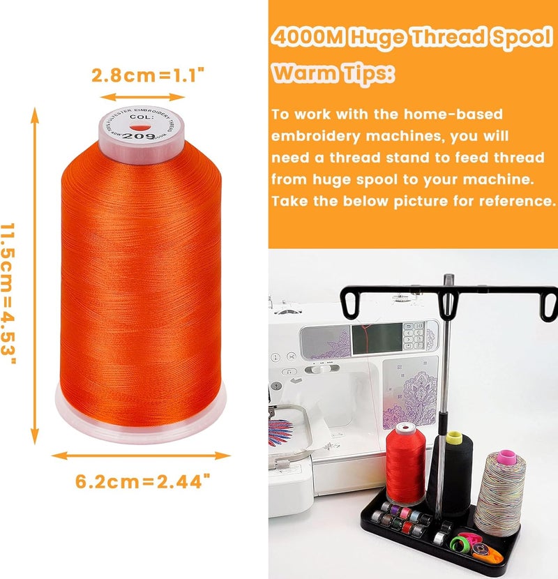 New brothread - Single Huge Spool 4000M Each Polyester Embroidery Machine Thread 40WT for Commercial and Domestic Machines - Tangerine - Image 2